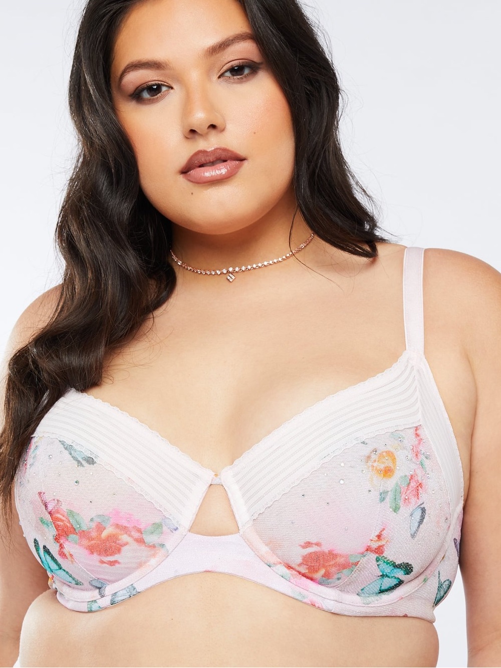Savage Fenty Garden Of Eden Floral Unlined Bra in Light Pink Floral Size 42D